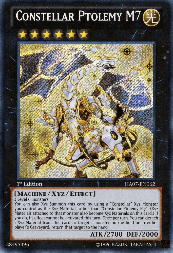 1st Edition, Hidden Arsenal 7: Knight of Stars, Light, Machine, Secret Rare, Unlimited, Xyz/Effect Monster Constellar Ptolemy M7 [HA07-EN062] Secret Rare - Trading Card World