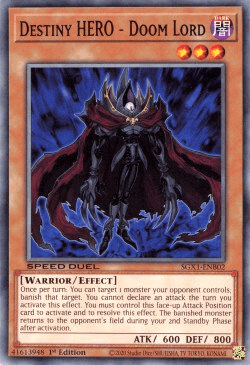 1st Edition, Common, Dark, Effect Monster, Speed Duel GX: Duel Academy Box, Warrior Destiny HERO - Doom Lord [SGX1-ENB02] Common - Trading Card World