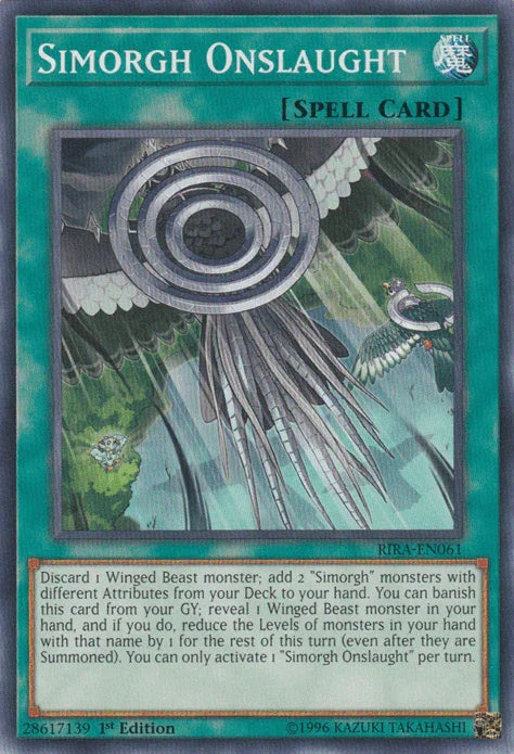 1st Edition, Common, Normal Spell, Rising Rampage, Spell, Unlimited Simorgh Onslaught [RIRA-EN061] Common - Trading Card World