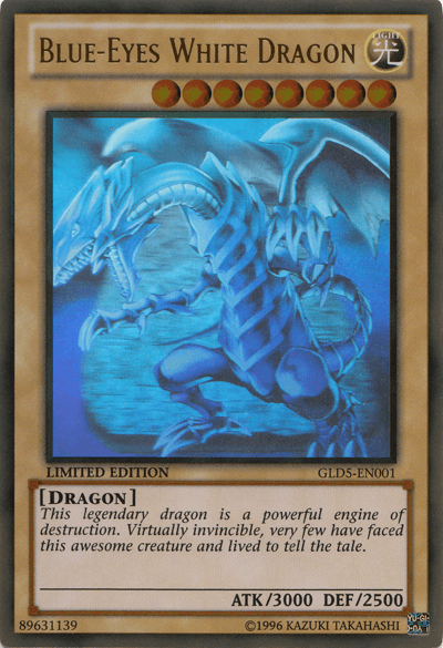 Dragon, Ghost/Gold Rare, Gold Series: Haunted Mine, Light, Limited, Normal Monster Blue-Eyes White Dragon [GLD5-EN001] Ghost/Gold Rare - Trading Card World