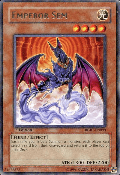 1st Edition, Effect Monster, Fiend, Light, Raging Battle, Rare, Unlimited Emperor Sem [RGBT-EN099] Rare - Trading Card World