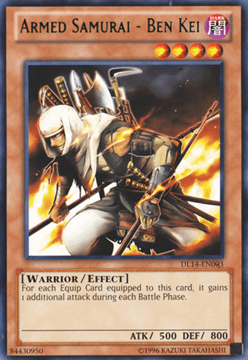 Dark, Duelist League Promo, Effect Monster, Rare, Unlimited, Warrior Armed Samurai - Ben Kei (Green) [DL14-EN003] Rare - Trading Card World
