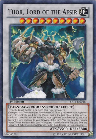 1st Edition, Beast-Warrior, Earth, Star Pack 2014, Starfoil Rare, Synchro/Effect Monster Thor, Lord of the Aesir [SP14-EN048] Starfoil Rare - Trading Card World