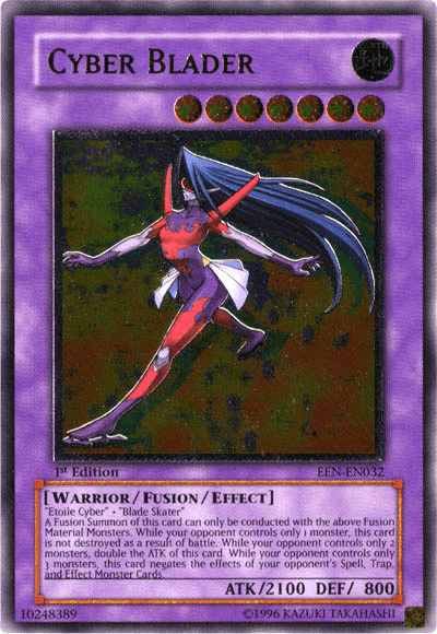 1st Edition, Earth, Elemental Energy, Fusion/Effect Monster, Ultimate Rare, Unlimited, Warrior Cyber Blader [EEN-EN032] Ultimate Rare - Trading Card World