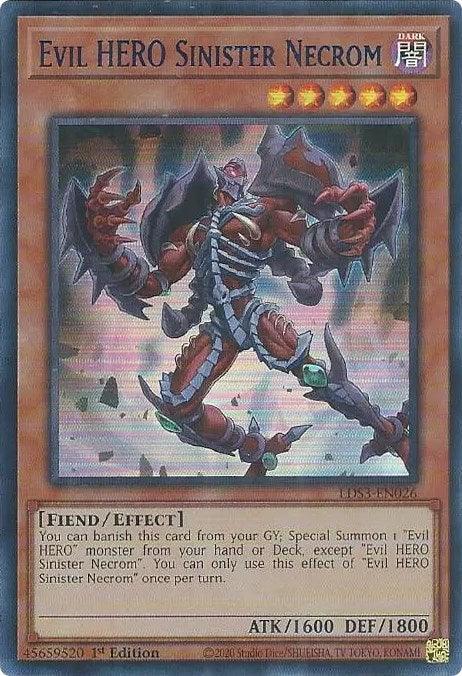 1st Edition, Dark, Effect Monster, Fiend, Legendary Duelists: Season 3, Ultra Rare Evil HERO Sinister Necrom (Blue) [LDS3-EN026] Ultra Rare - Trading Card World
