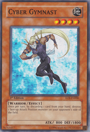 1st Edition, Common, Earth, Effect Monster, Enemy of Justice, Unlimited, Warrior Cyber Gymnast [EOJ-EN006] Common - Trading Card World