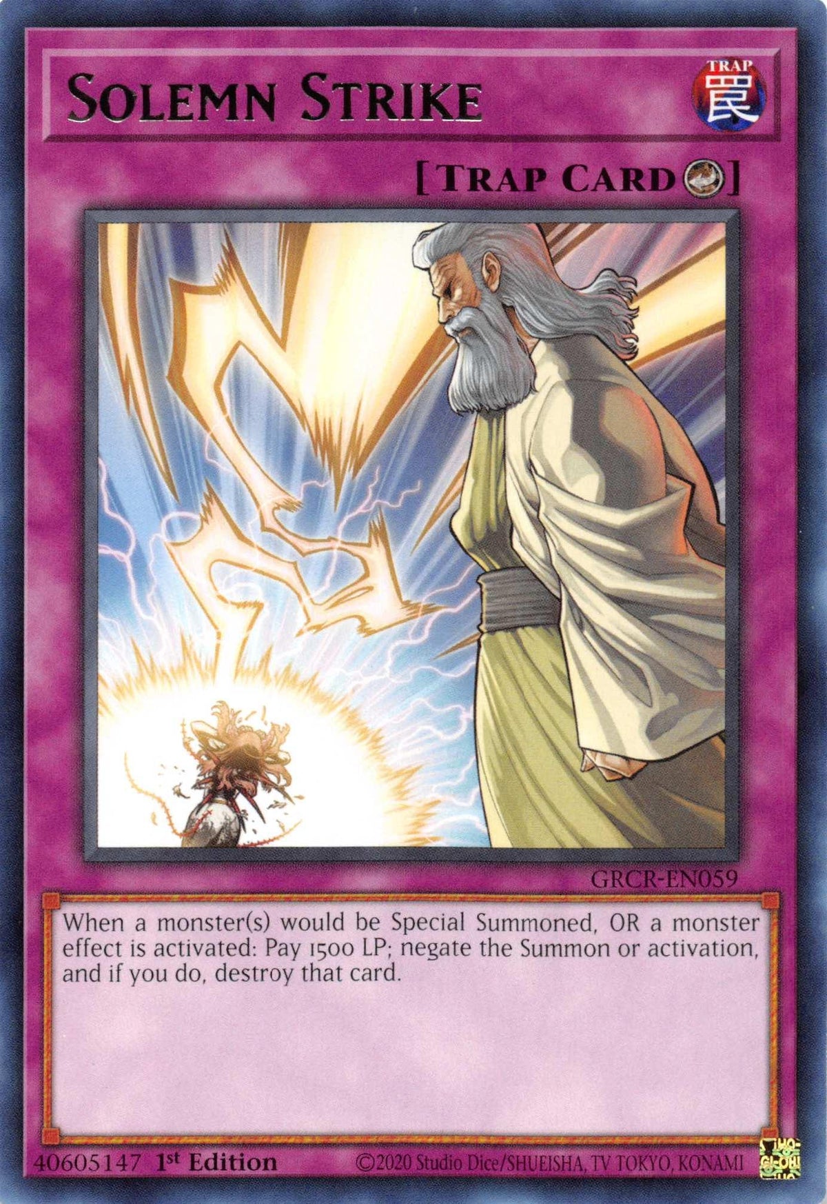 1st Edition, Counter Trap, Rare, The Grand Creators, Trap Solemn Strike [GRCR-EN059] Rare - Trading Card World