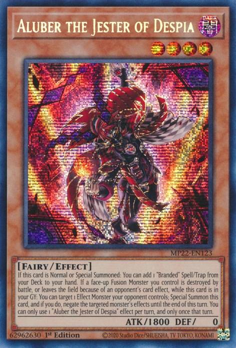1st Edition, 2022 Tin of the Pharaoh's Gods, Dark, Effect Monster, Fairy, Prismatic Secret Rare Aluber the Jester of Despia [MP22-EN123] Prismatic Secret Rare - Trading Card World