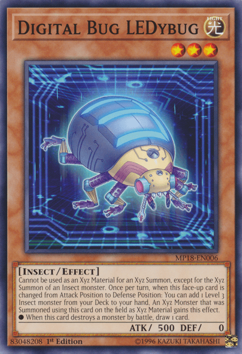 1st Edition, 2018 Mega-Tins Mega Pack, Common, Effect Monster, Insect, Light Digital Bug LEDybug [MP18-EN006] Common - Trading Card World