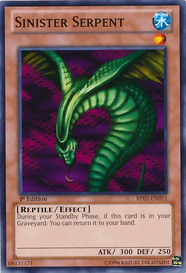 1st Edition, Battle Pack 2: War of the Giants, Effect Monster, Mosaic Rare, Reptile, Unlimited, Water Sinister Serpent [BP02-EN015] Mosaic Rare - Trading Card World