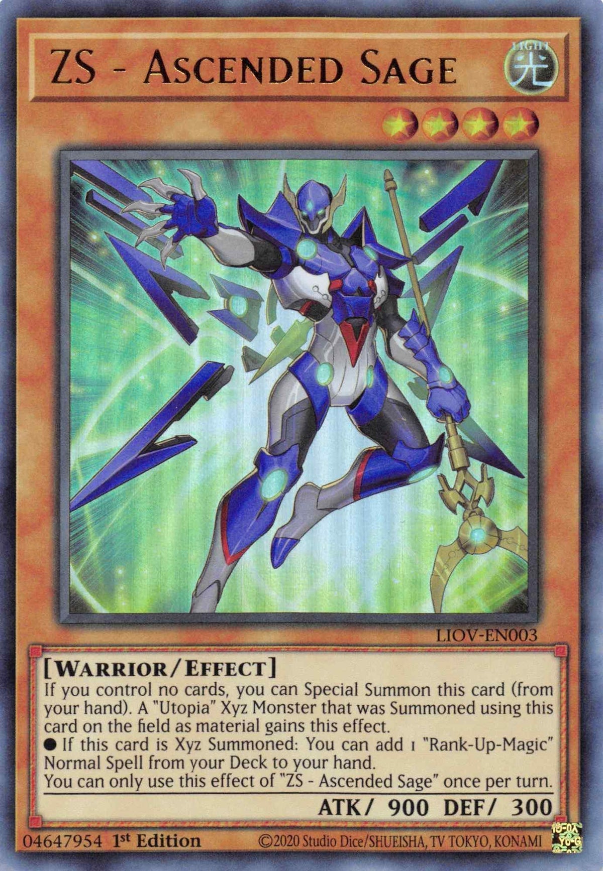 1st Edition, Effect Monster, Light, Lightning Overdrive, Ultra Rare, Warrior ZS - Ascended Sage [LIOV-EN003] Ultra Rare - Trading Card World