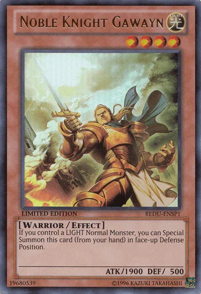 Effect Monster, Light, Limited, Return of the Duelist, Ultra Rare, Warrior Noble Knight Gawayn [REDU-ENSP1] Ultra Rare - Trading Card World