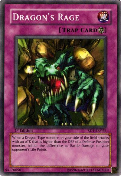 1st Edition, Common, Continuous Trap, Structure Deck: Dragon's Roar, Trap, Unlimited Dragon's Rage [SD1-EN024] Common - Trading Card World