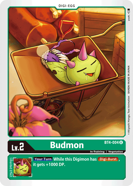 BT4-004, Digi-Egg, Great Legend, Green, In-Training, Uncommon, Vegetation Budmon [BT4-004] [Great Legend] - Trading Card World