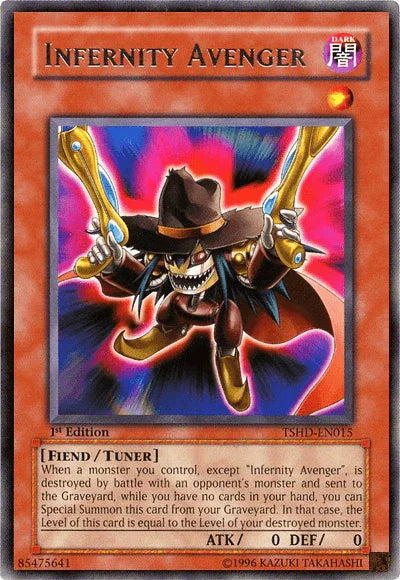 1st Edition, Dark, Fiend, Rare, The Shining Darkness, Tuner Monster, Unlimited Infernity Avenger [TSHD-EN015] Rare - Trading Card World
