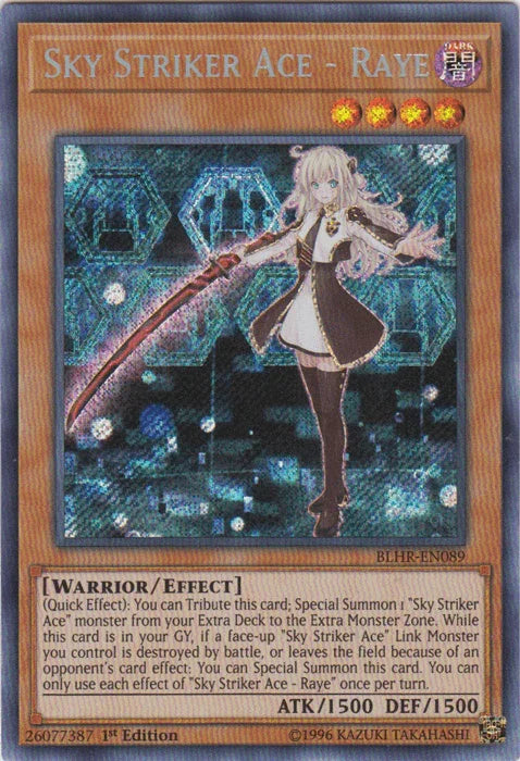 1st Edition, Battles of Legend: Hero's Revenge, Dark, Effect Monster, Secret Rare, Warrior Sky Striker Ace - Raye [BLHR-EN089] Secret Rare - Trading Card World