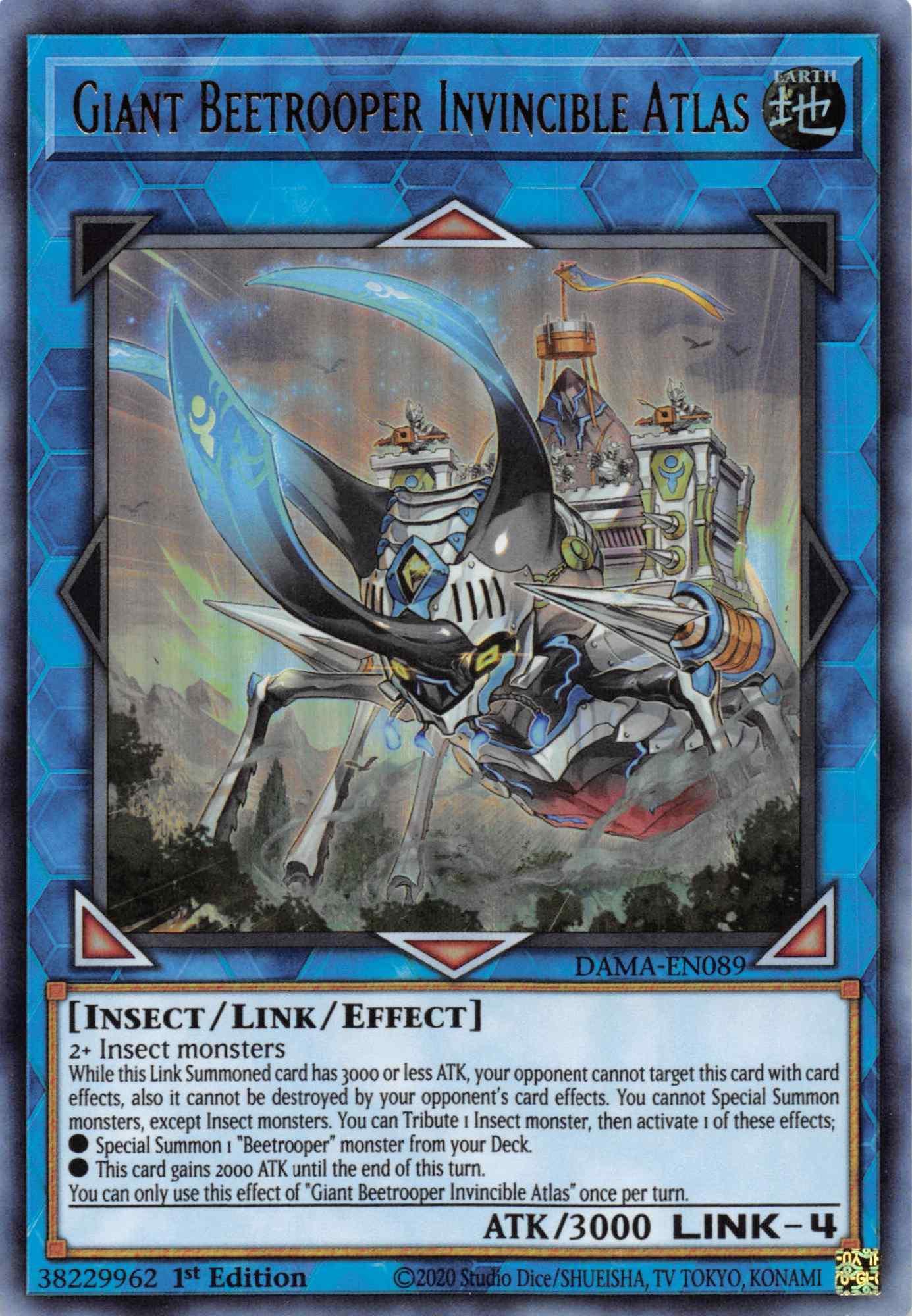 1st Edition, Dawn of Majesty, Earth, Insect, Link/Effect Monster, Ultra Rare Giant Beetrooper Invicible Atlas [DAMA-EN089] Ultra Rare - Trading Card World