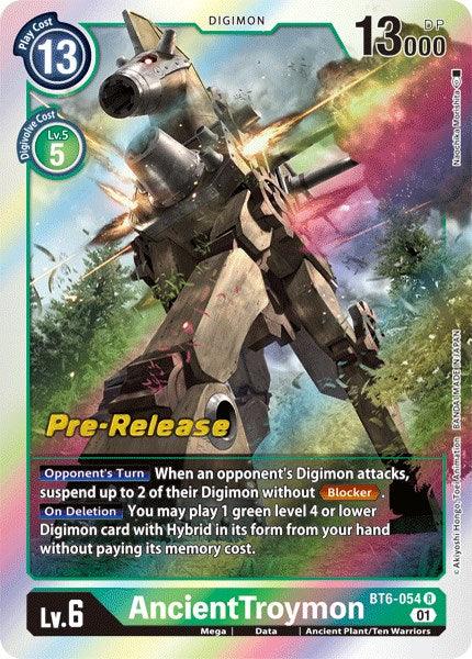 Ancient Plant/Ten Warriors, BT6-054, Data, Digimon, Double Diamond Pre-Release Cards, Green, Mega, Rare AncientTroymon [BT6-054] [Double Diamond Pre-Release Cards] - Trading Card World