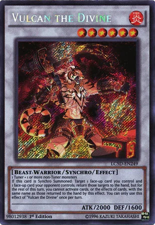 1st Edition, Beast-Warrior, Fire, Legendary Collection 5D's, Secret Rare, Synchro/Effect Monster Vulcan the Divine [LC5D-EN249] Secret Rare - Trading Card World