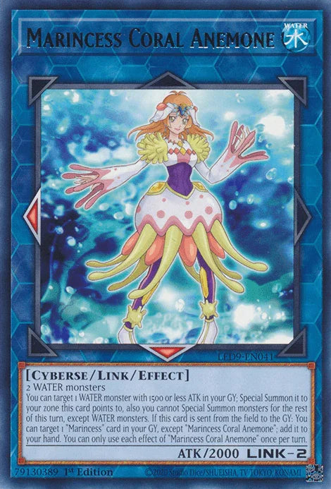 1st Edition, Cyberse, Legendary Duelists: Duels From the Deep, Link/Effect Monster, Rare, Water Marincess Coral Anemone [LED9-EN041] Rare - Trading Card World