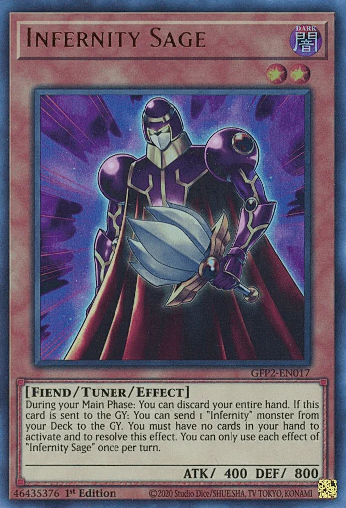 1st Edition, Dark, Fiend, Ghosts From the Past: The 2nd Haunting, Tuner/Effect Monster, Ultra Rare Infernity Sage [GFP2-EN017] Ultra Rare - Trading Card World