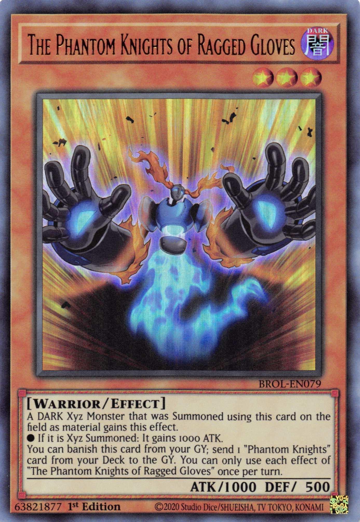 1st Edition, Brothers of Legend, Dark, Effect Monster, Ultra Rare, Warrior The Phantom Knights of Ragged Gloves [BROL-EN079] Ultra Rare - Trading Card World
