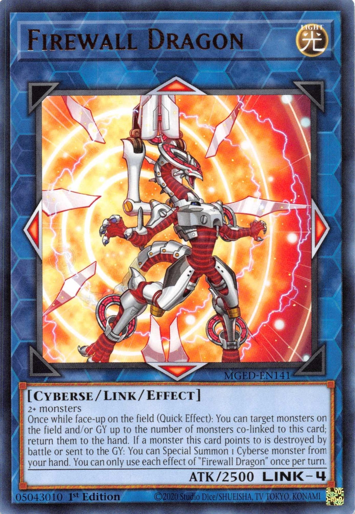 1st Edition, Cyberse, Light, Link/Effect Monster, Maximum Gold: El Dorado, Rare Firewall Dragon (Alternate Art - Red) [MGED-EN141] Rare - Trading Card World