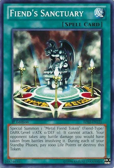 1st Edition, Battle Pack 2: War of the Giants, Common, Normal Spell, Spell, Unlimited Fiend's Sanctuary [BP02-EN151] Common - Trading Card World