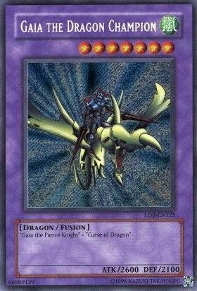 Dragon, Fusion Monster, Secret Rare, The Legend of Blue Eyes White Dragon, Unlimited, Wind Gaia the Dragon Champion [LOB-EN125] Secret Rare - Trading Card World