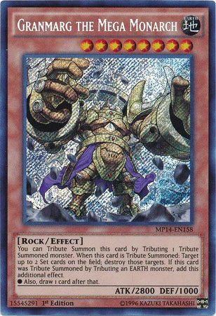 1st Edition, 2014 Mega-Tins Mega Pack, Earth, Effect Monster, Rock, Secret Rare Granmarg the Mega Monarch [MP14-EN158] Secret Rare - Trading Card World
