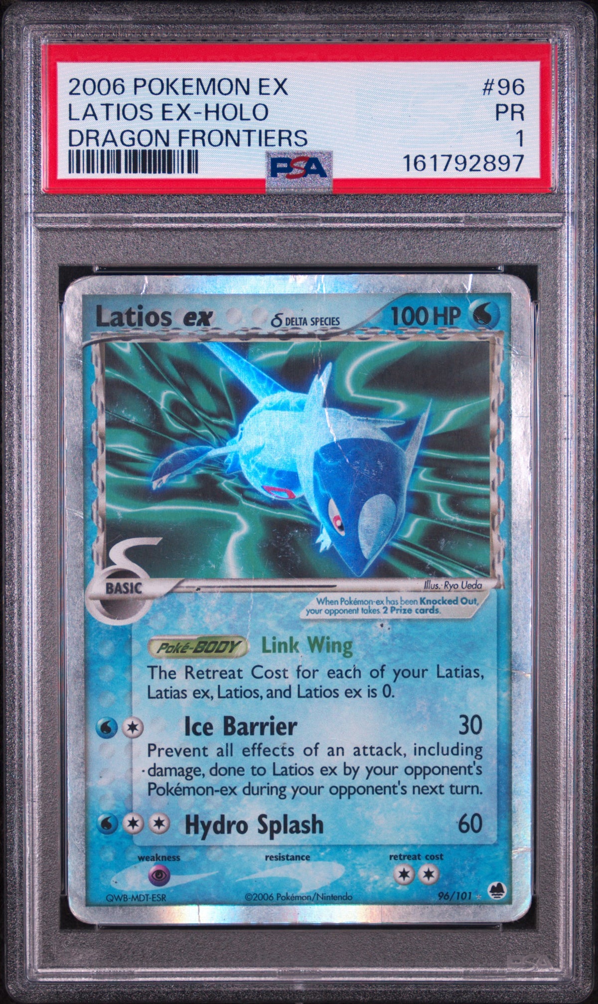 PSA 1 Latios EX (Holo Dragon Frontiers) #96 · Dragon Frontiers · 2006 — front