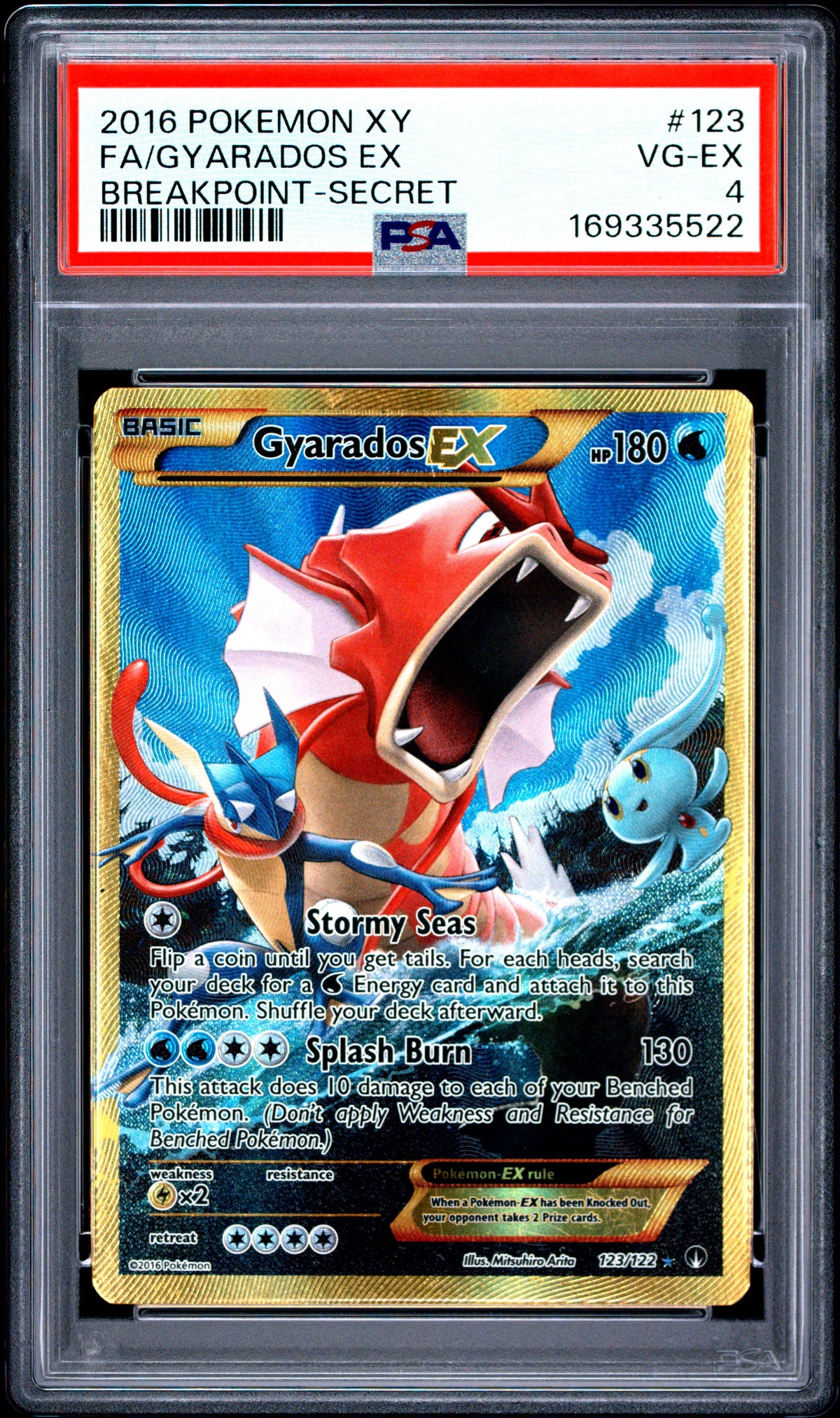 PSA 4 Fa / Gyarados EX Breakpoint (Secret) #123 · BREAKpoint · 2016 — front