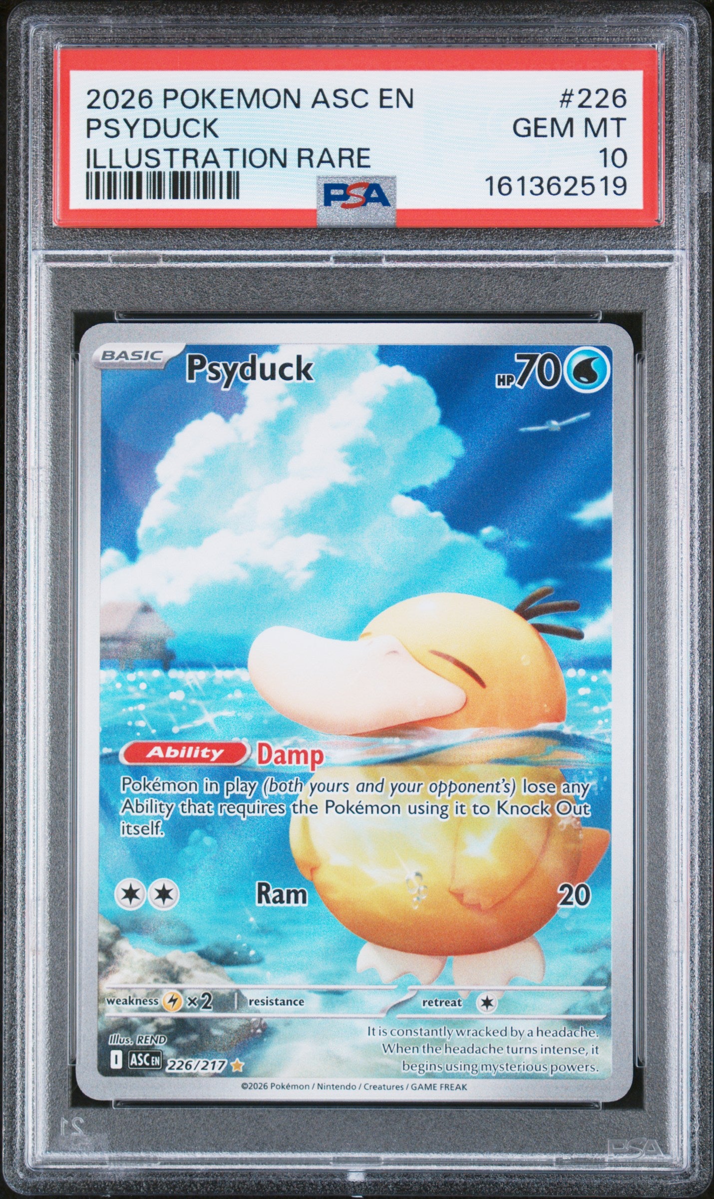 PSA 10 Psyduck #226 · Ascended Heroes · 2026 — front