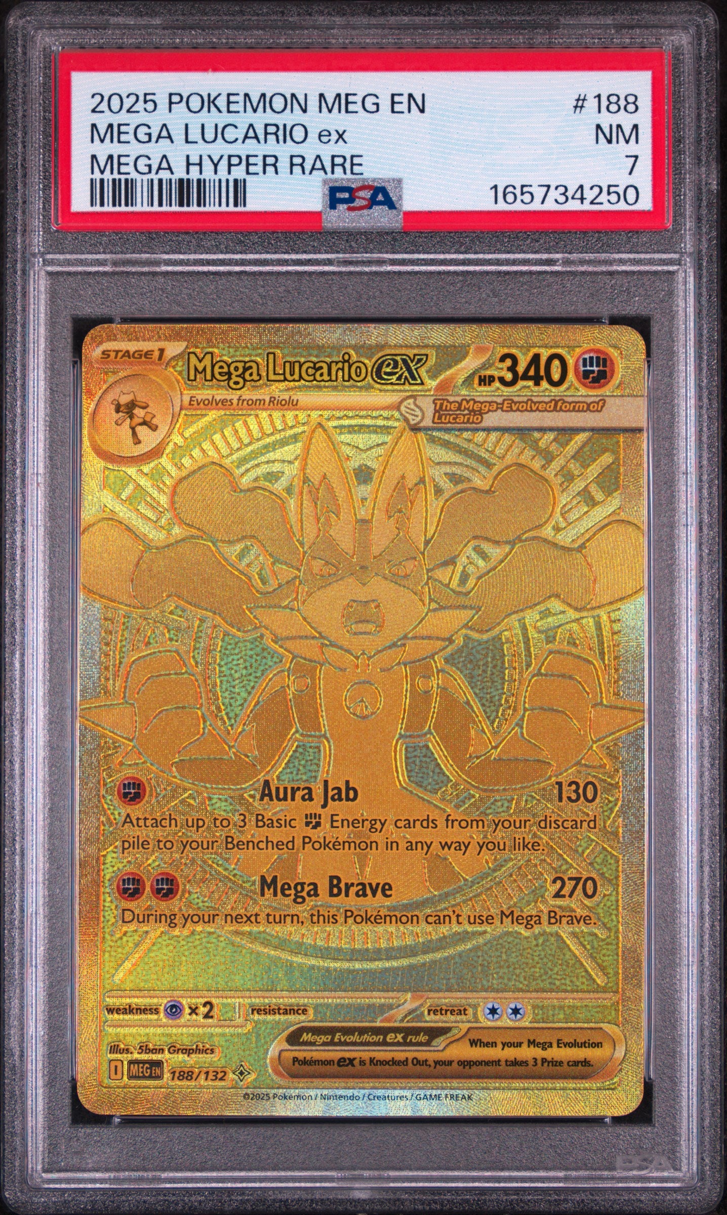 PSA 7 Mega Lucario ex Mega #188 · Mega Evolution · 2025 — front