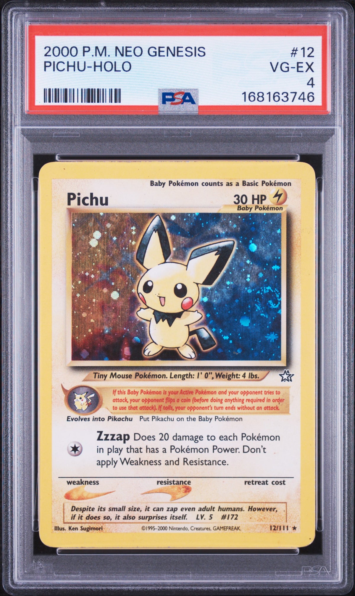 PSA 4 Pichu #12 · Neo Genesis · 2000 — front