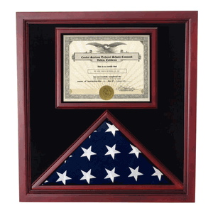Flag and Certificate Case, Flag Display Cases With Certificate - 3'x5' or 5'x9.5' Flag