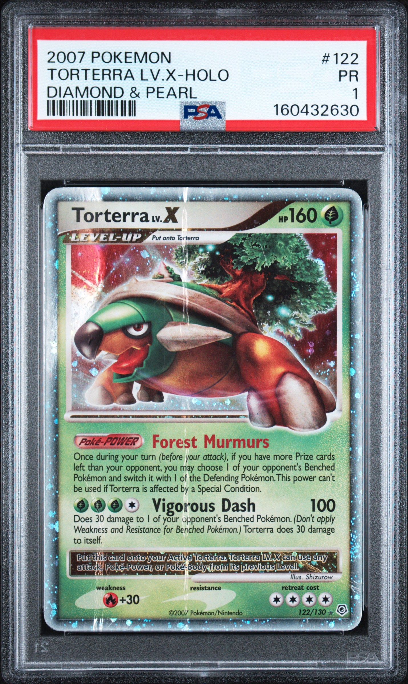 PSA 1 Torterra LV.X (Holo Diamond & Pearl) #122 · Diamond & Pearl · 2007 — front