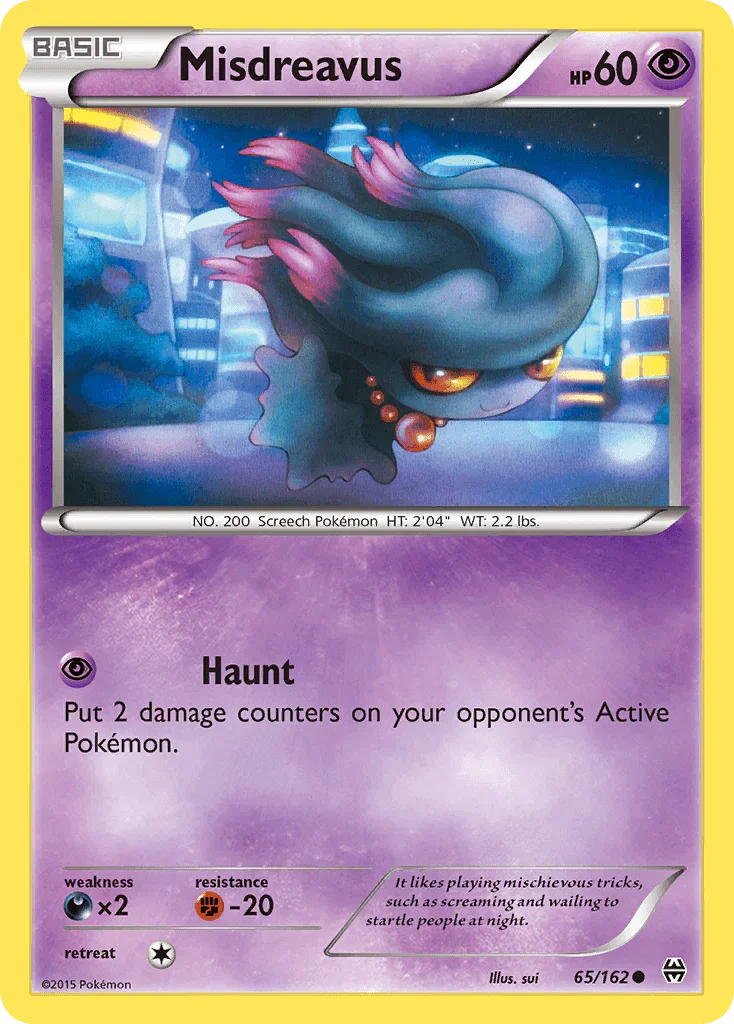 65, Common, Darkness[×2], Fighting[-20], Normal, Psychic, Reverse Holofoil, XY: BREAKthrough Misdreavus (65/162) [XY: BREAKthrough] - Trading Card World