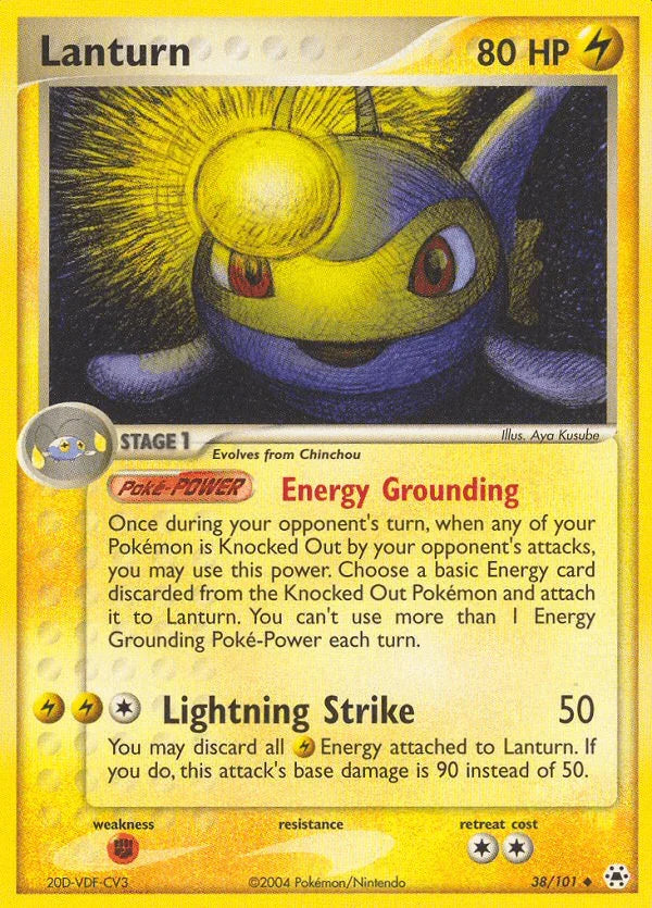 38, EX: Hidden Legends, Fighting[×2], Lightning, Normal, Reverse Holofoil, Uncommon Lanturn (38/101) [EX: Hidden Legends] - Trading Card World