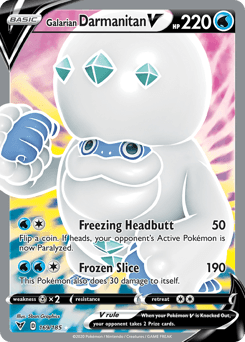 169, Holofoil, Metal[×2], Sword & Shield: Vivid Voltage, Ultra Rare, Water Galarian Darmanitan V (169/185) [Sword & Shield: Vivid Voltage] - Trading Card World