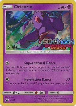Darkness[×2], Fighting[-20], Holofoil, Promo, Psychic, SM19, Sun & Moon: Black Star Promos Oricorio (SM19) (Staff Prerelease Promo) [Sun & Moon: Black Star Promos] - Trading Card World