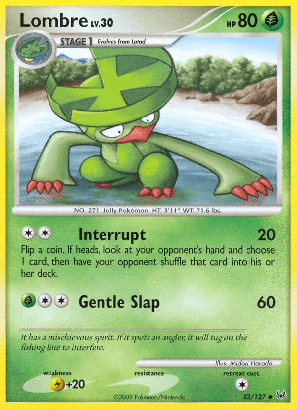52, Grass, Lightning[+20], Normal, Platinum: Base Set, Reverse Holofoil, Uncommon Lombre (52/127) [Platinum: Base Set] - Trading Card World