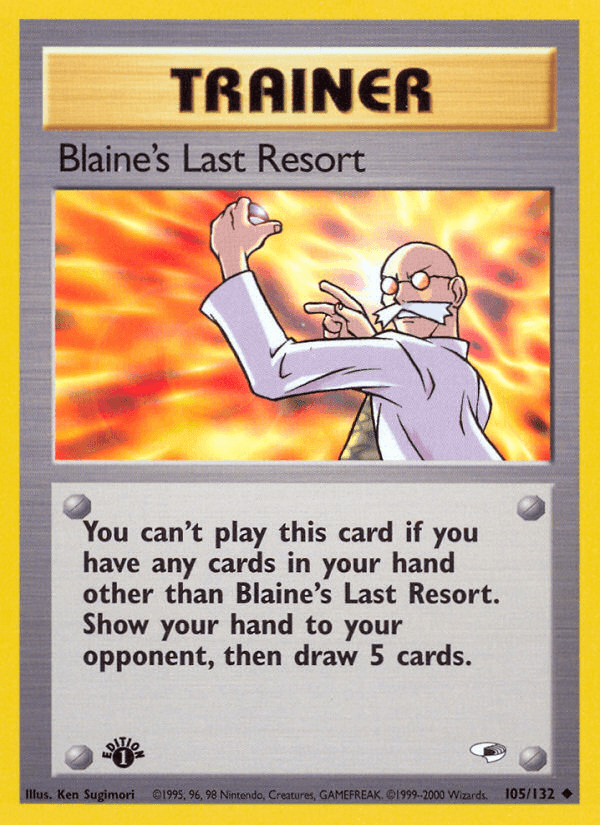 105, 1st Edition Normal, Gym Heroes 1st Edition, Item, Uncommon Blaine's Last Resort (105/132) [Gym Heroes 1st Edition] - Trading Card World