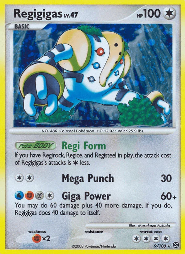 Colorless, Diamond & Pearl: Stormfront, Fighting[×2], Holo Rare, Holofoil, Reverse Holofoil Regigigas (9/100) [Diamond & Pearl: Stormfront] - Trading Card World