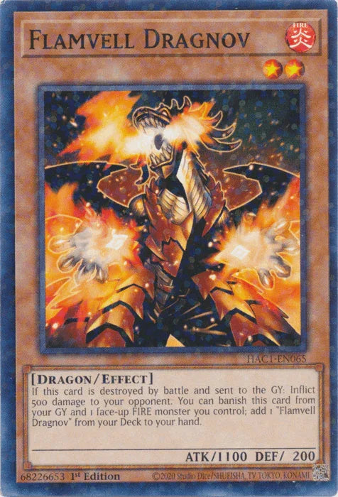 1st Edition, Common, Dragon, Effect Monster, Fire, Hidden Arsenal: Chapter 1 Flamvell Dragnov (Duel Terminal) [HAC1-EN065] Common - Trading Card World