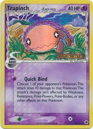 69, Common, EX: Dragon Frontiers, Grass[×2], Psychic, Reverse Holofoil Trapinch (69/101) (Delta Species) (Stamped) [EX: Dragon Frontiers] - Trading Card World