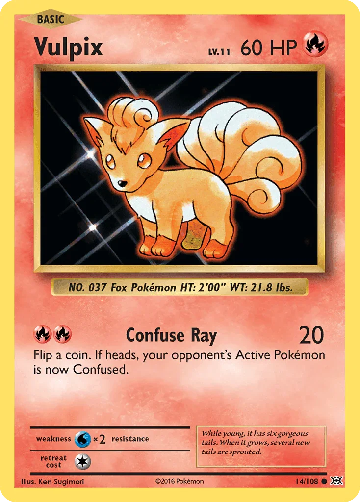 14, Common, Fire, Normal, Reverse Holofoil, Water[×2], XY: Evolutions Vulpix (14/108) [XY: Evolutions] - Trading Card World