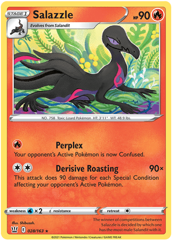 028, Fire, Normal, Rare, Reverse Holofoil, Sword & Shield: Battle Styles, Water[×2] Salazzle (028/163) [Sword & Shield: Battle Styles] - Trading Card World