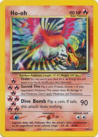 Fighting[-30], Fire, Holo Rare, Holofoil, Neo Revelation Unlimited, Water[×2] Ho-oh (7/64) [Neo Revelation Unlimited] - Trading Card World