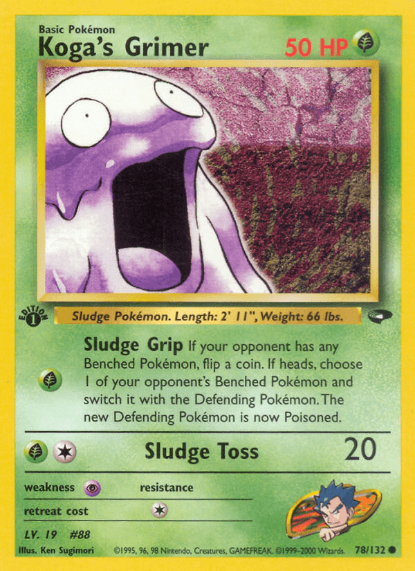 1st Edition Normal, 78, Common, Grass, Gym Challenge 1st Edition, Psychic[×2] Koga's Grimer (78/132) [Gym Challenge 1st Edition] - Trading Card World